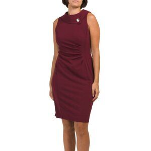 NWT TAHARI ASL Women's Envelope Button Collar Pleated Mini Dress